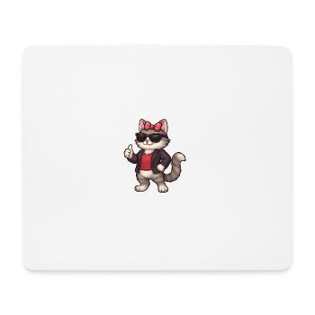 Cool cat with leather jacket - Mouse Pad (horizontal) - white - Front