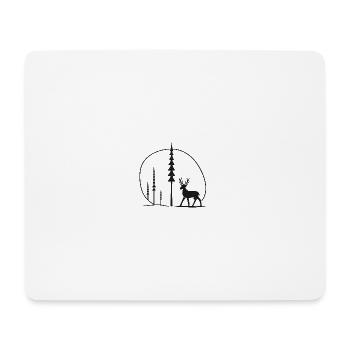 Hirschsilhouette im Waldkreis geschenkidee - Mousepad (Querformat) - Weiß - Vorne