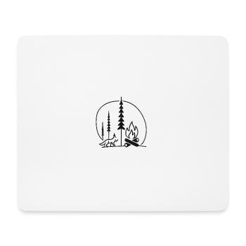 Lagerfeuer Wald Linienkunst Fans Geschenkidee - Mousepad (Querformat) - Weiß - Vorne