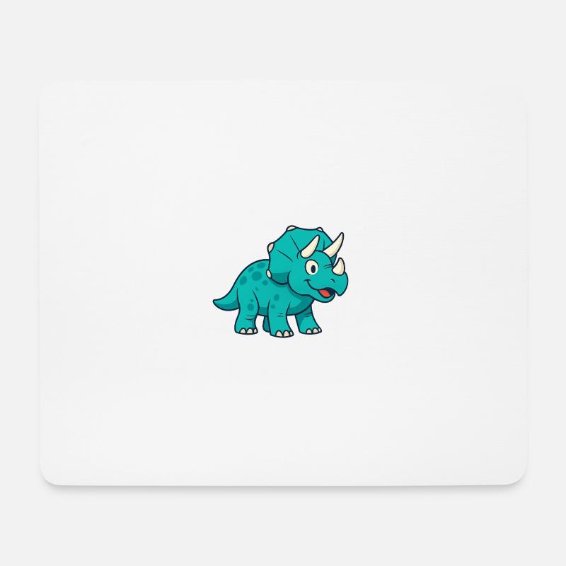 Fröhlicher Dino Triceratops - Mousepad (Querformat) - Weiß