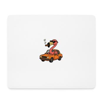 Flamingo in an Orange Car - Mouse Pad (horizontal) - white - Front