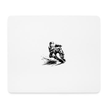Motorcycle racer in extreme lean angle - Mouse Pad (horizontal) - white - Front