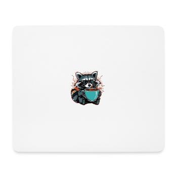Overwhelmed raccoon with coffee - Mouse Pad (horizontal) - white - Front