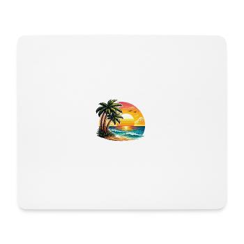 Palmenstrand Sonnenuntergang - Mousepad (Querformat) - Weiß - Vorne