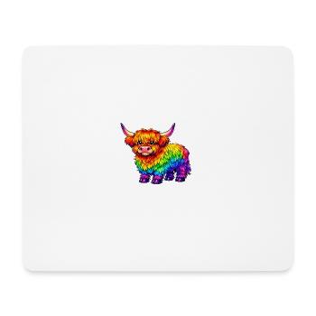 Lebendige Regenbogen-Highland-Kuh - Mousepad (Querformat) - Weiß - Vorne