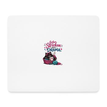 Lieber Stricken statt Drama - Mousepad (Querformat) - Weiß - Vorne