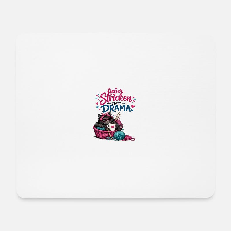 Lieber Stricken statt Drama - Mousepad (Querformat) - Weiß