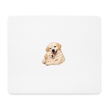 Mom and her pup cuddle together - Mouse Pad (horizontal) - white - Front