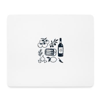 Italian Market Day Hand Drawn Linocut Illustration - Mouse Pad (horizontal) - white - Front