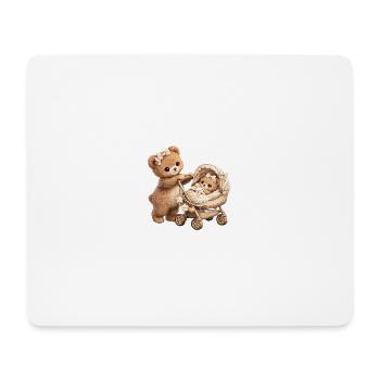 Mom Teddy Bear Is Walking With Her Baby - Mouse Pad (horizontal) - white - Front