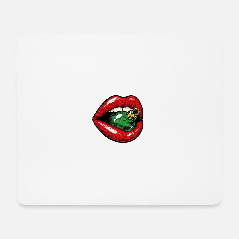 roter Weihnachtskußmund . KI generiert - Mousepad (Querformat) - Weiß