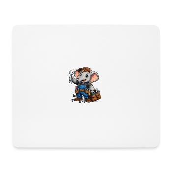 Elephant mechanic in blue overalls - Mouse Pad (horizontal) - white - Front