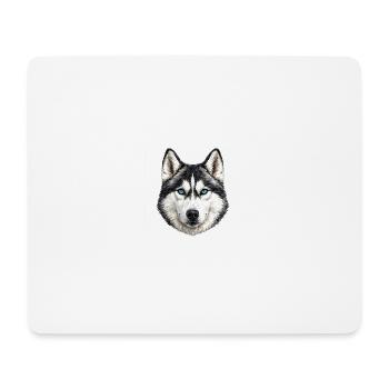 Husky géométrique aux yeux bleus - Tapis de souris (format paysage) - blanc - Devant