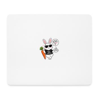 Chilliger Hase mit Karotte & Kaffee - Mousepad (Querformat) - Weiß - Vorne