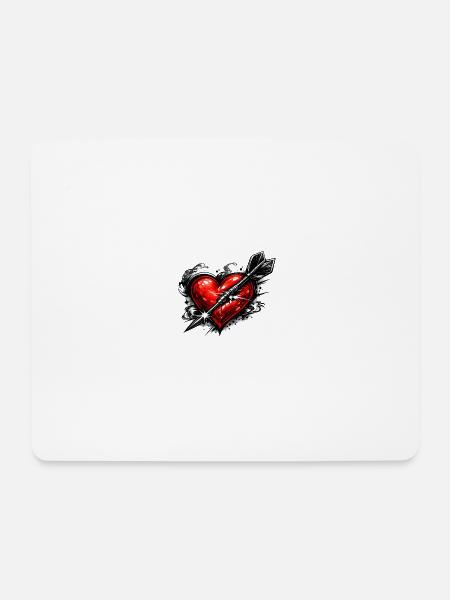 Herz mit Pfeil im Tattoo-Stil - Mousepad (Querformat) - Weiß
