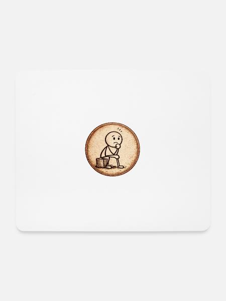 Sepia Thinker Sketch - Mouse Pad (horizontal) - white