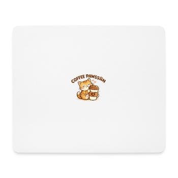 Peluche chat KaffePaws avec gobelet - Tapis de souris (format paysage) - blanc - Devant