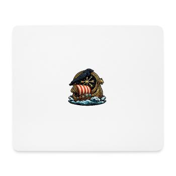 Rabenruder Viking-Schiff Emblem - Mousepad (Querformat) - Weiß - Vorne