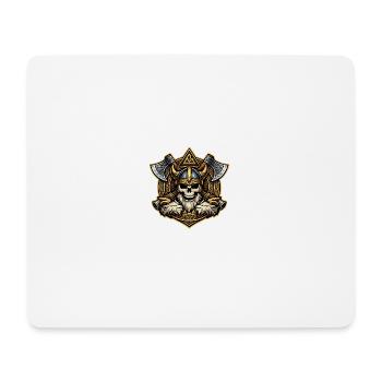 Vikingischer Schädel mit Goldhelm und Äxten - Mousepad (Querformat) - Weiß - Vorne