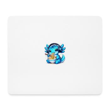 Kawaii Axolotl with Headphones and Ramen Gaming - Mouse Pad (horizontal) - white - Front