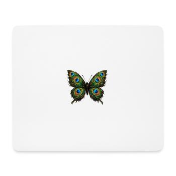 Butterfly with Peacock Feathers 1 - Mouse Pad (horizontal) - white - Front