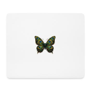 Butterfly with peacock feathers 2 - Mouse Pad (horizontal) - white - Front
