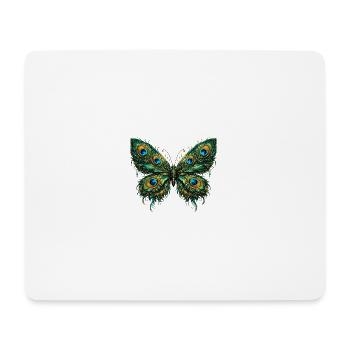 Butterfly with peacock feathers 3 - Mouse Pad (horizontal) - white - Front
