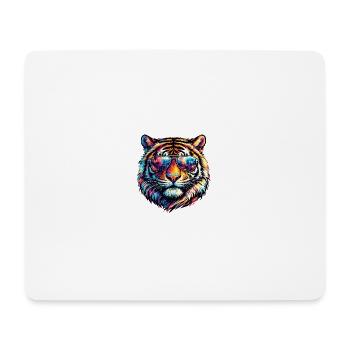Tigre psychédélique avec des lunettes de soleil - Tapis de souris (format paysage) - blanc - Devant