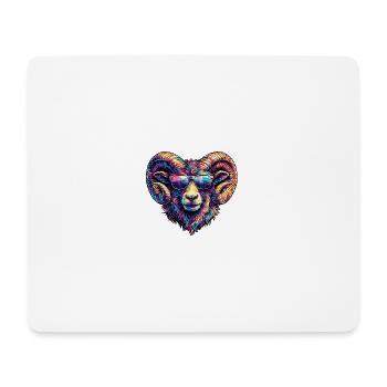 Colorful ram's head with sunglasses - Mouse Pad (horizontal) - white - Front