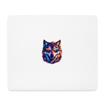 Colored wolf with sunglasses - Mouse Pad (horizontal) - white - Front