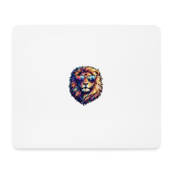 Neon lion with sunglasses - Mouse Pad (horizontal) - white - Front