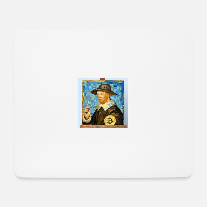 Van Gogh's Bitcoin Portrait - Mousepad (Querformat) - Weiß