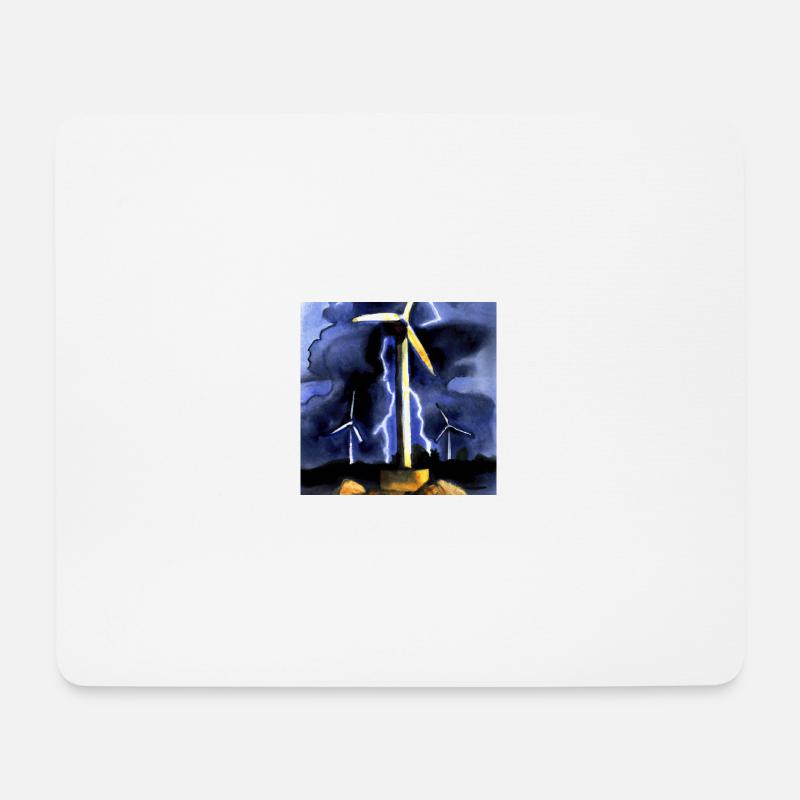 Blitz Windrad - Mousepad (Querformat) - Weiß