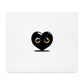 Black cartoon heart - Mouse Pad (horizontal) - white - Front
