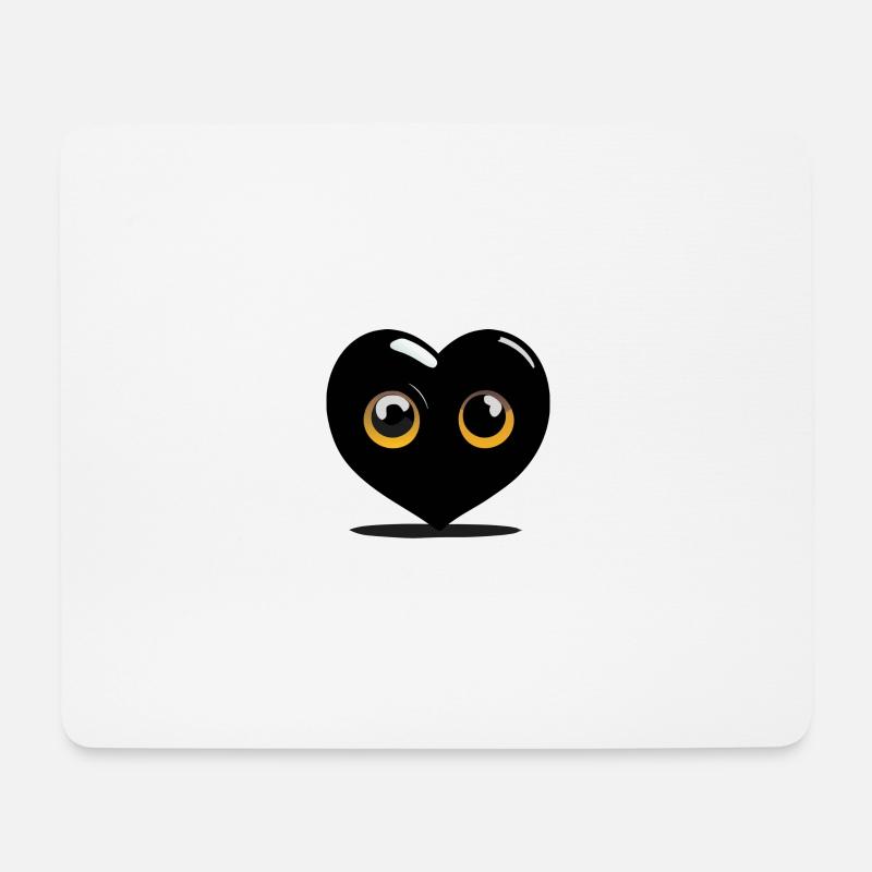 Black cartoon heart - Mouse Pad (horizontal) - white