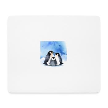Famille Pingouin Hiver - Tapis de souris (format paysage) - blanc - Devant