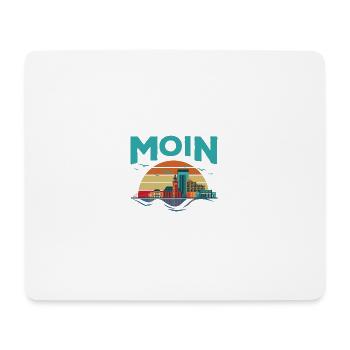 Moin Hamburg Retro Skyline Silhouette Hafen Möwen - Mousepad (Querformat) - Weiß - Vorne
