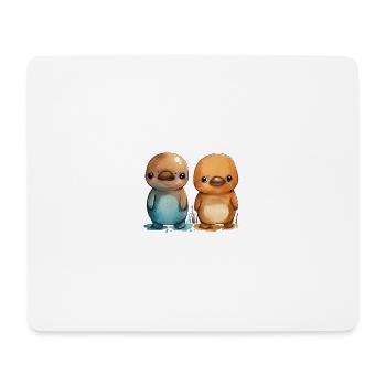 Paire d’ornithorynques aquarelle - Tapis de souris (format paysage) - blanc - Devant