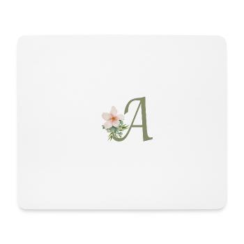 Buchstabe A mit Blume - Mousepad (Querformat) - Weiß - Vorne