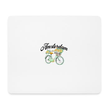 Amsterdam Flower Bicycle Dutch Souvenir - Mouse Pad (horizontal) - white - Front