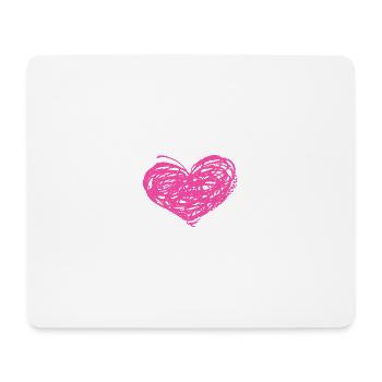 Rosa Herz-Scribble Kunst - Mousepad (Querformat) - Weiß - Vorne