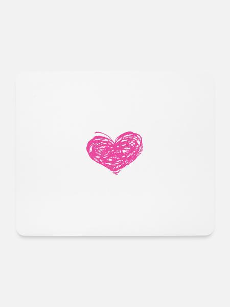 Rosa Herz-Scribble Kunst - Mousepad (Querformat) - Weiß