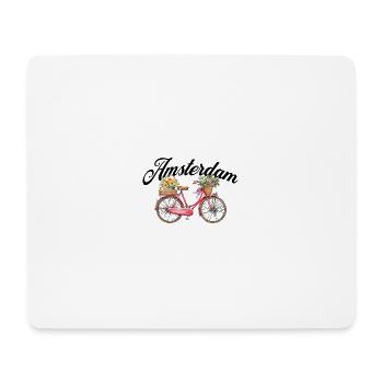 Amsterdam Flower Bicycle Dutch Souvenir - Mouse Pad (horizontal) - white - Front