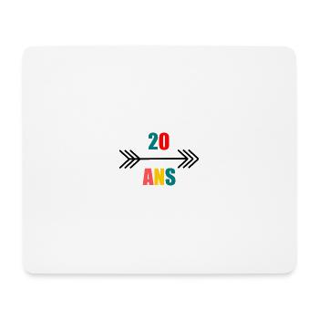 20 ANS,20e ANNIVERSAIRE,ANNIVERSAIRE 20 ANS,20 - Tapis de souris (format paysage) - blanc - Devant
