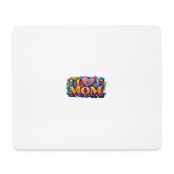 I Love Mom: Colorful Retro Lettering - Mouse Pad (horizontal) - white - Front