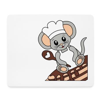 Mäusekoch auf Pfannkuchen - Mousepad (Querformat) - Weiß - Vorne