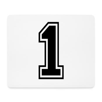 1 Eins Nummer Ziffer Zahl Rückennummer Geschenk - Mousepad (Querformat) - Weiß - Vorne
