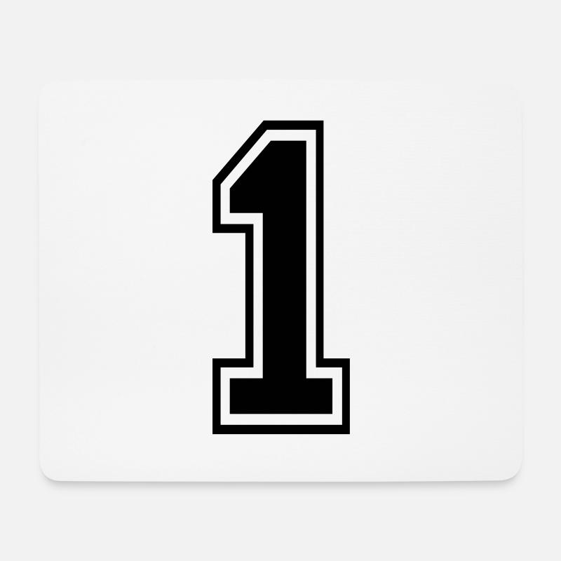 1 Eins Nummer Ziffer Zahl Rückennummer Geschenk - Mousepad (Querformat) - Weiß