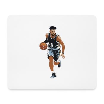 Illustration de joueur de basket-ball en noir et blanc - Tapis de souris (format paysage) - blanc - Devant