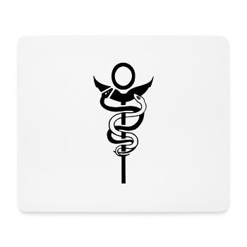 caduceus stick physio vintage retro symbol doctor - Mouse Pad (horizontal) - white - Front